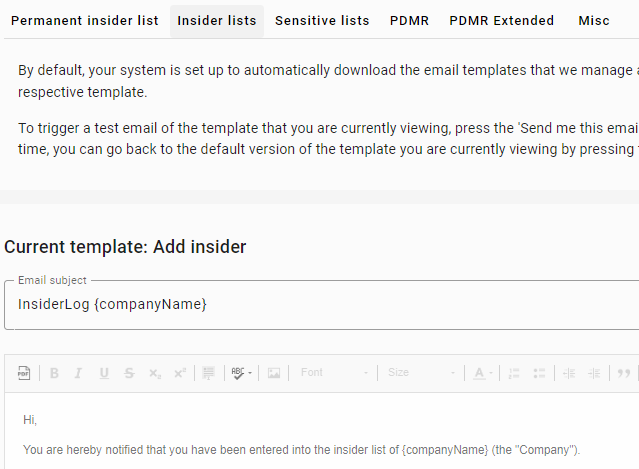 Edit email templates
